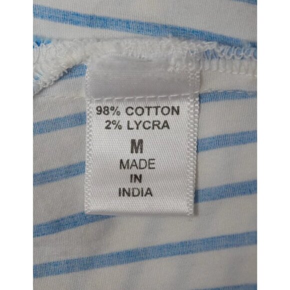 TIZZIE STRIPED COTTON BLUE BUTTON UP SHIRT - Picture 6 of 7